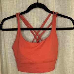 LULULEMON Pink Coral Energy Longline Bra Yoga Gym Medium Support Cups B-C Size 8